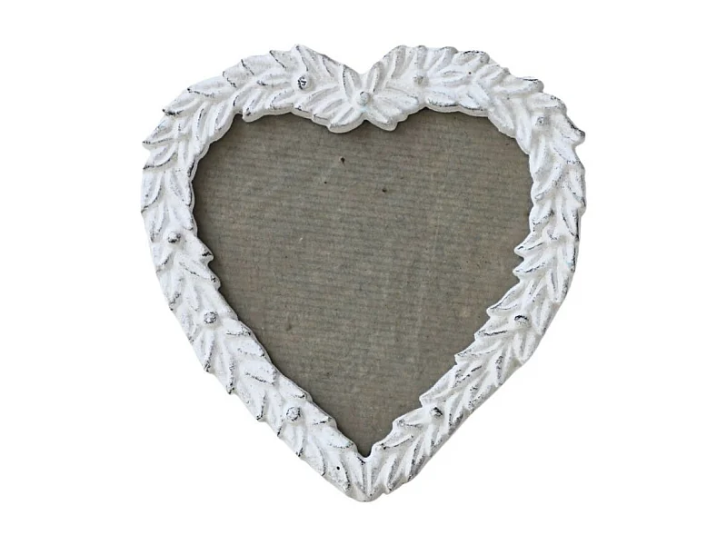 Cadre photo en fonte blanche à poser en forme de coeur Ø.15 cm