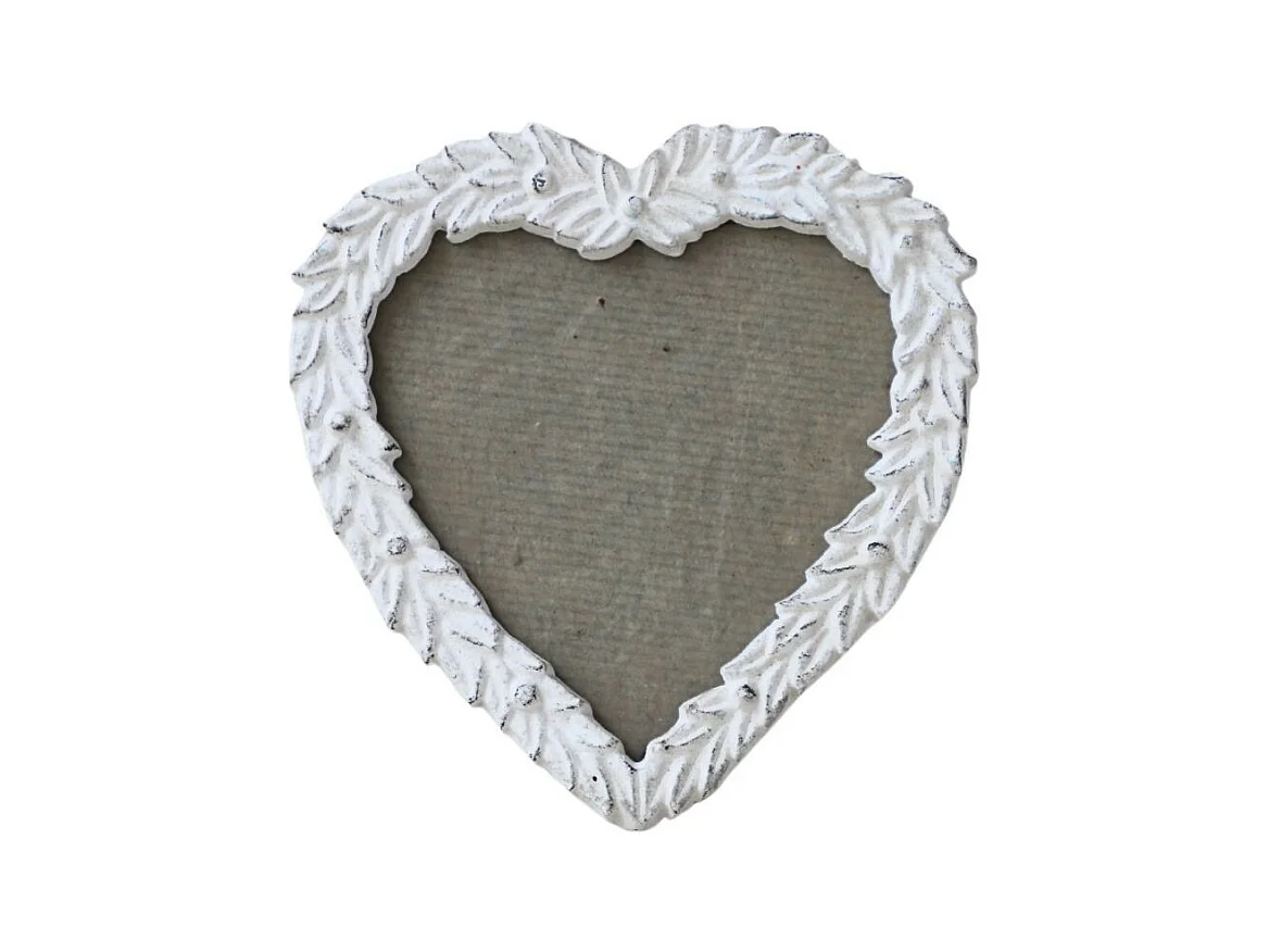 Cadre photo en fonte blanche à poser en forme de coeur Ø.15 cm