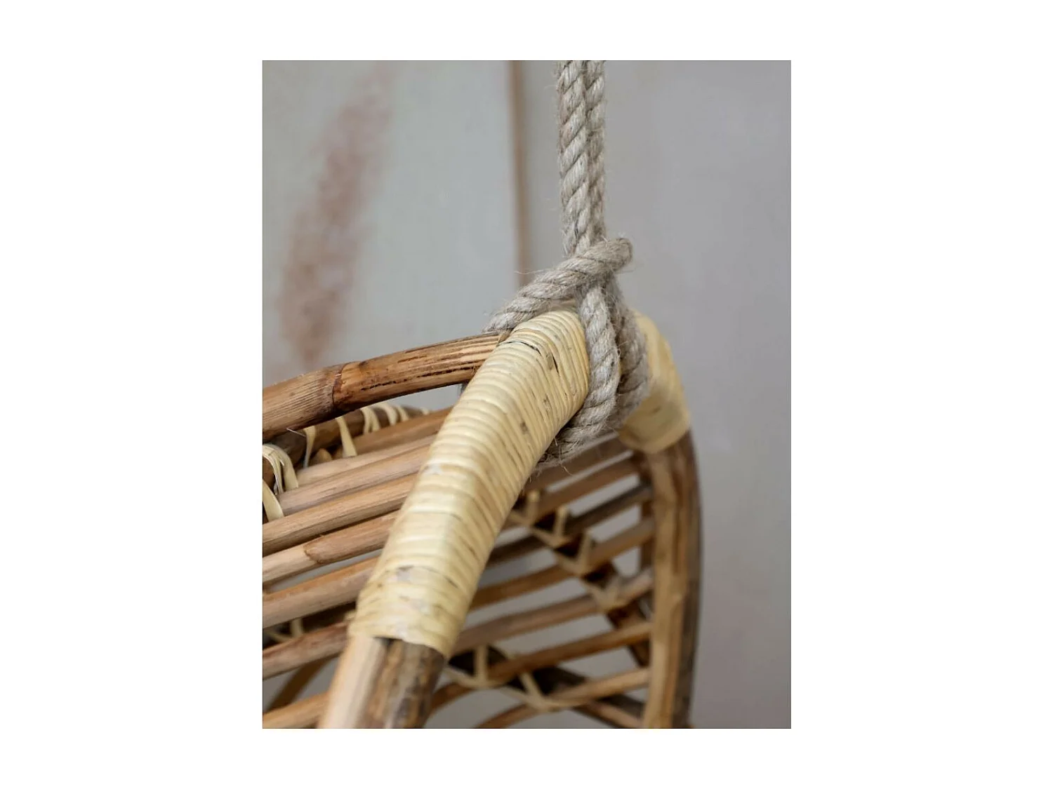 Balancelle à suspendre en rotin marron et beige 72 x 72 x 117 cm