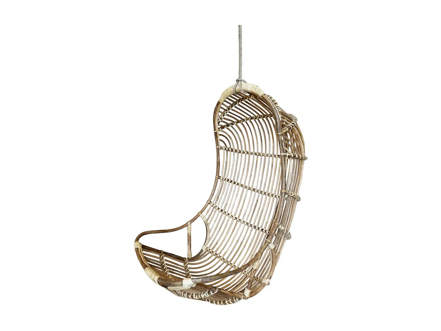 Balancelle à suspendre en rotin marron et beige 72 x 72 x 117 cm