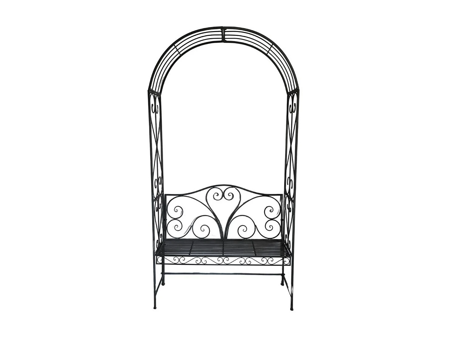 Banc de jardin ancien fauteuil arche fer gris 116 x 47 x 230 cm