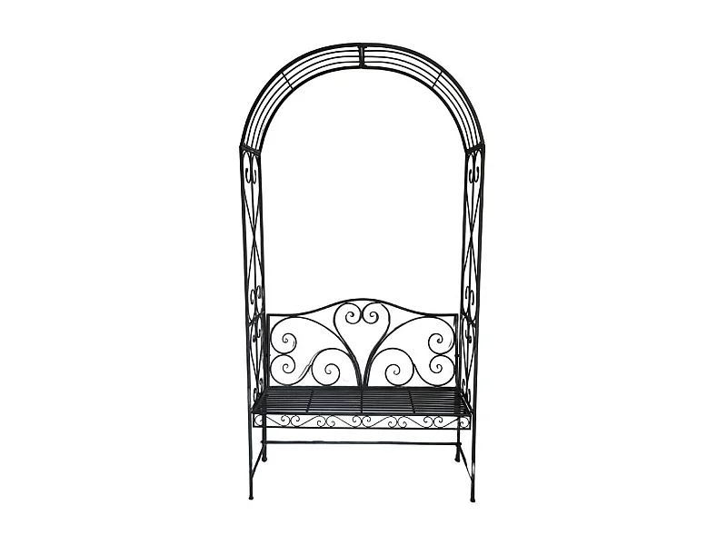 Banc de jardin ancien fauteuil arche fer gris 116 x 47 x 230 cm