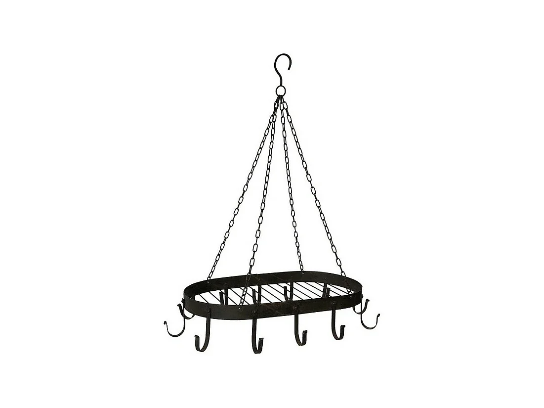 Porte jambons ustenciles de cuisine ovale en fer forgé marron 66 x 41 x 85 cm