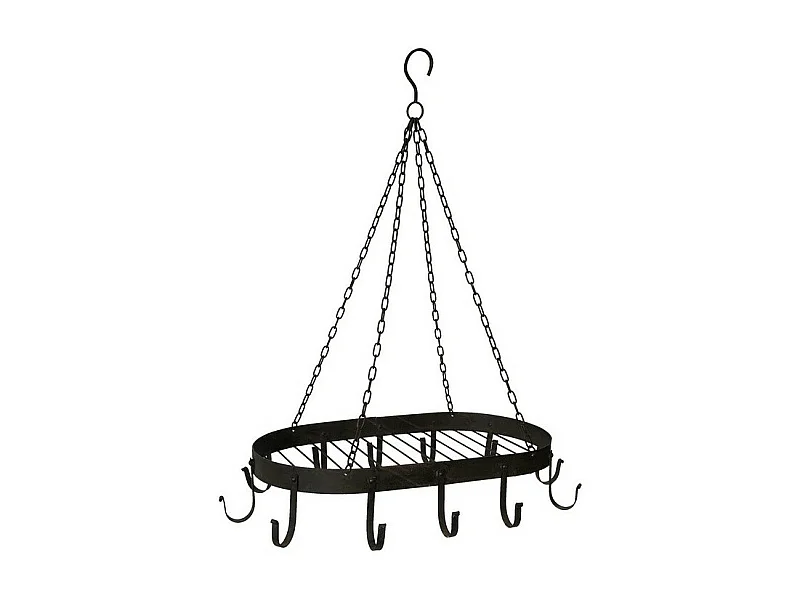 Porte jambons ustenciles de cuisine ovale en fer forgé marron 66 x 41 x 85 cm