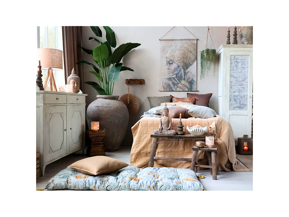 Buffet 2 portes en bois de pin blanc antique 153 x 51.5 x 112 cm