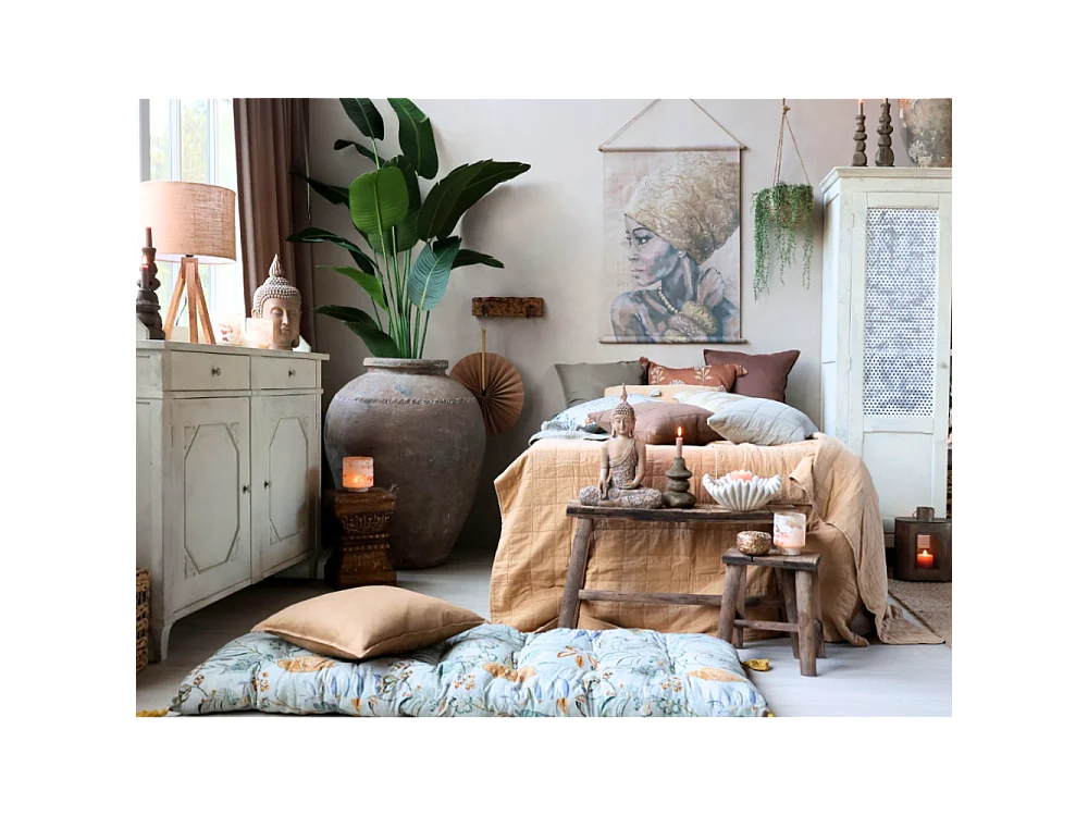 Buffet 2 portes en bois de pin blanc antique 153 x 51.5 x 112 cm