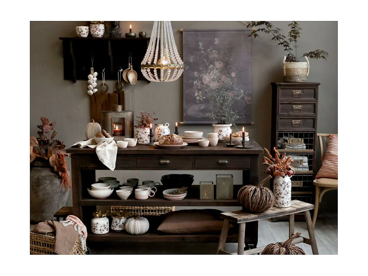 Lustre avec prisme en verre et fer laiton antique Ø.35.5 x Ht.60 cm