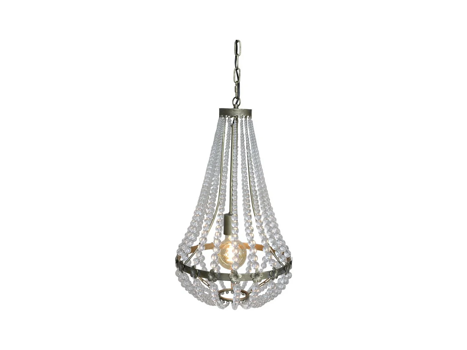 Lustre avec prisme en verre et fer laiton antique Ø.35.5 x Ht.60 cm