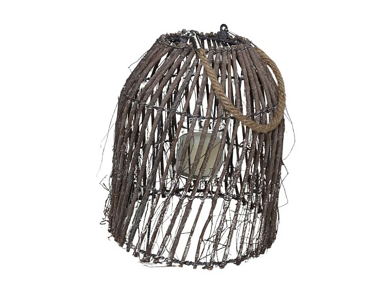 Lanterne extérieur jardin à poser bougie ancienne bois marron 33cm