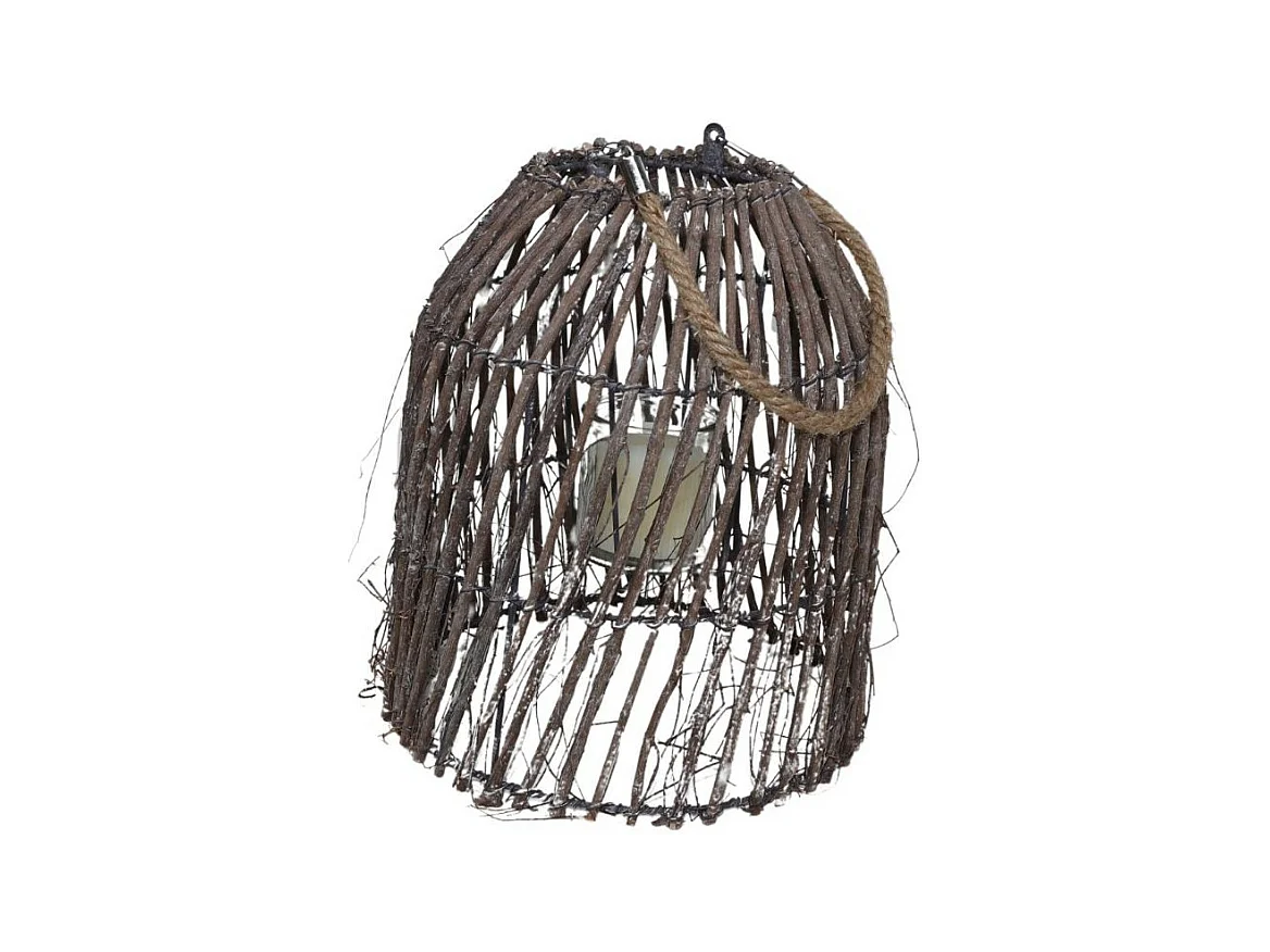 Lanterne extérieur jardin à poser bougie ancienne bois marron 33cm