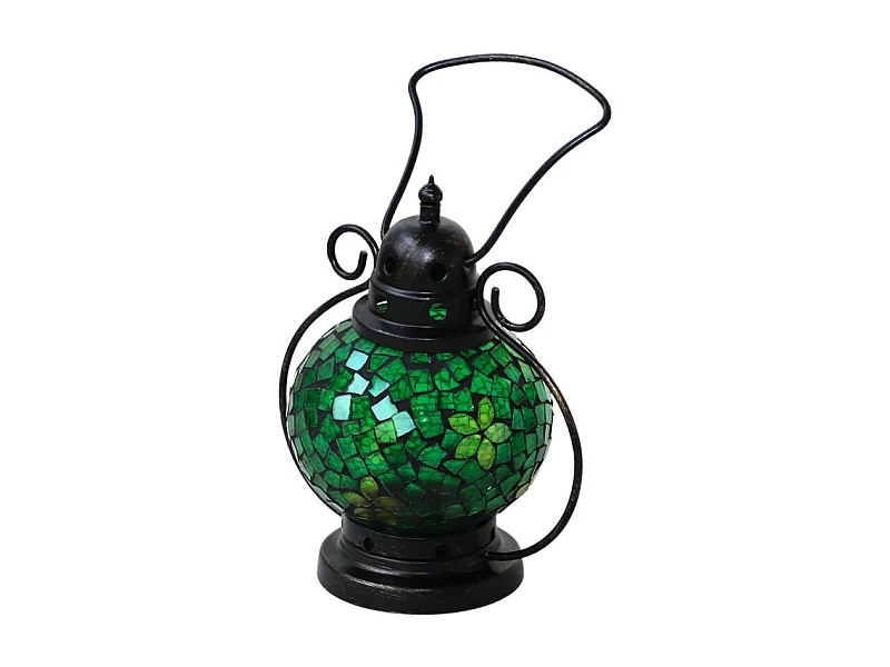Lanterne jardin extérieur mosaïque à poser ancienne verre vert 29cm