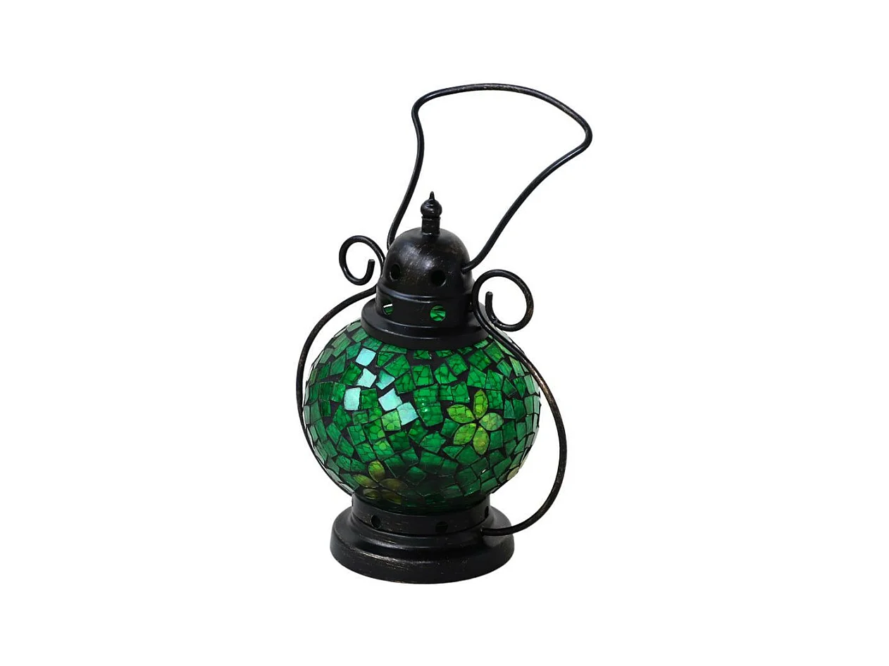 Lanterne jardin extérieur mosaïque à poser ancienne verre vert 29cm