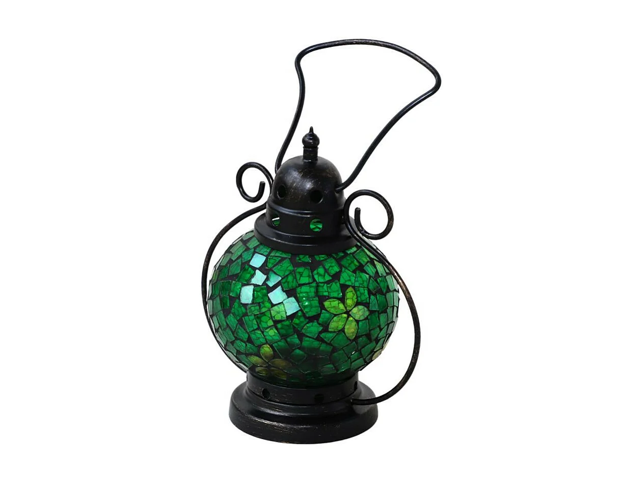 Lanterne jardin extérieur mosaïque à poser ancienne verre vert 29cm