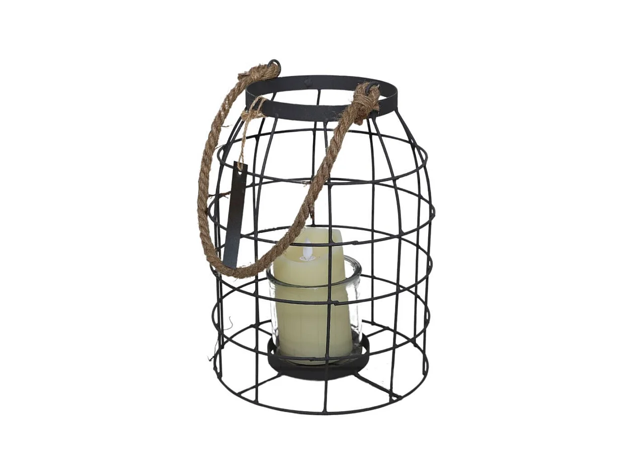 Lanterne extérieur jardin à poser bougie ancienne métal gris 33cm
