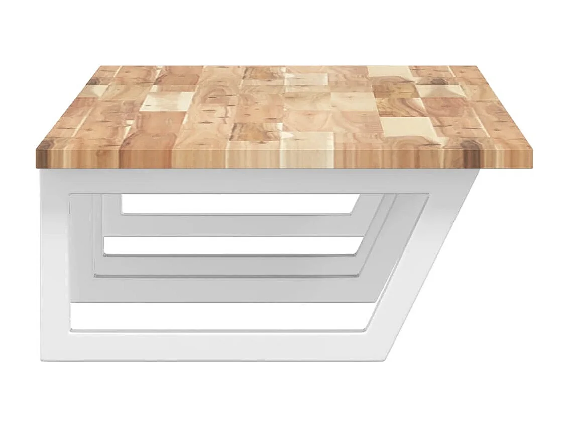 Ripiano a Parete per Lavabo in Acciaio e Massello di Acacia