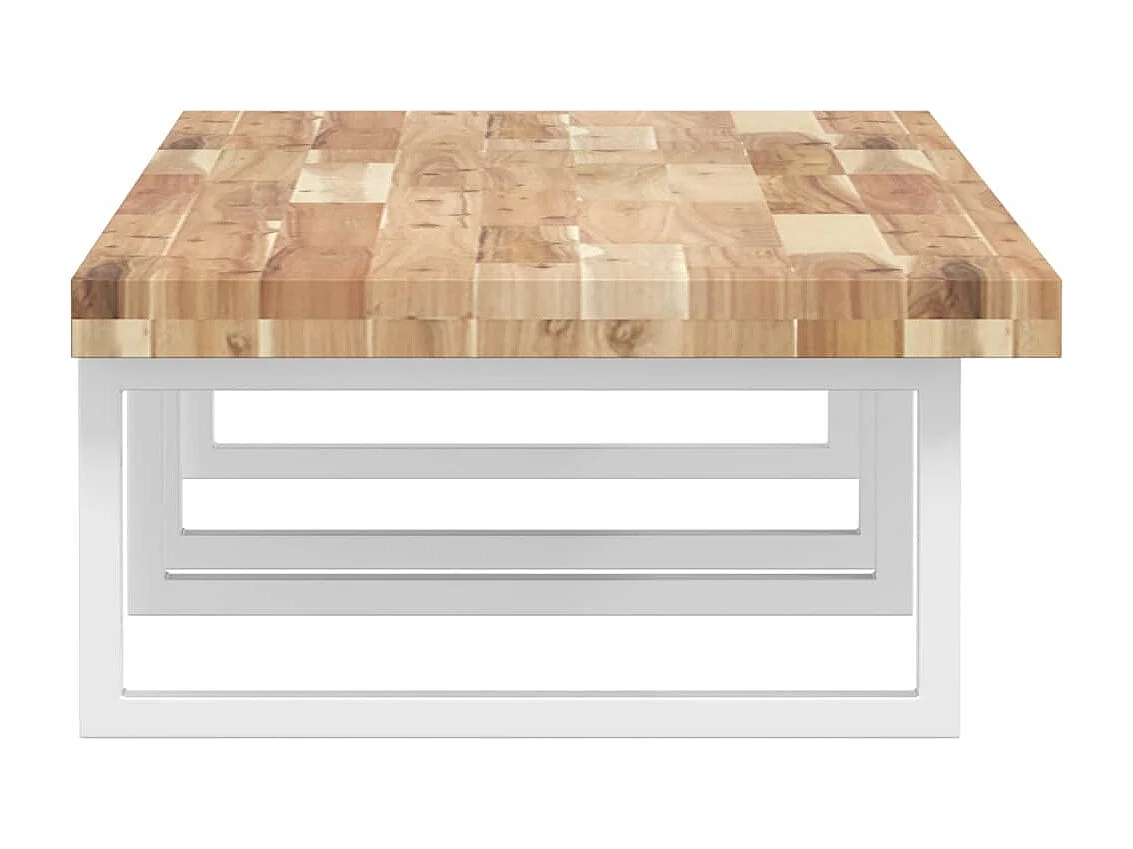 Estante de lavabo de pared acero y madera maciza de acacia