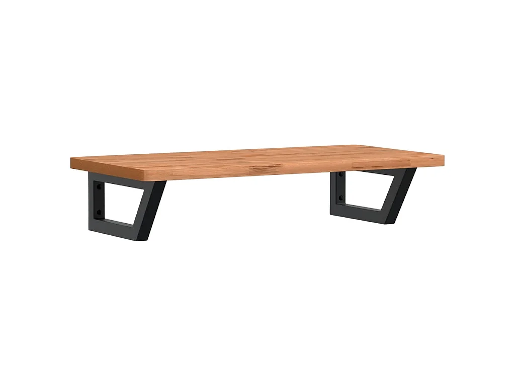 Waschbeckenregal Wandmontage Stahl und Massivholz Buche