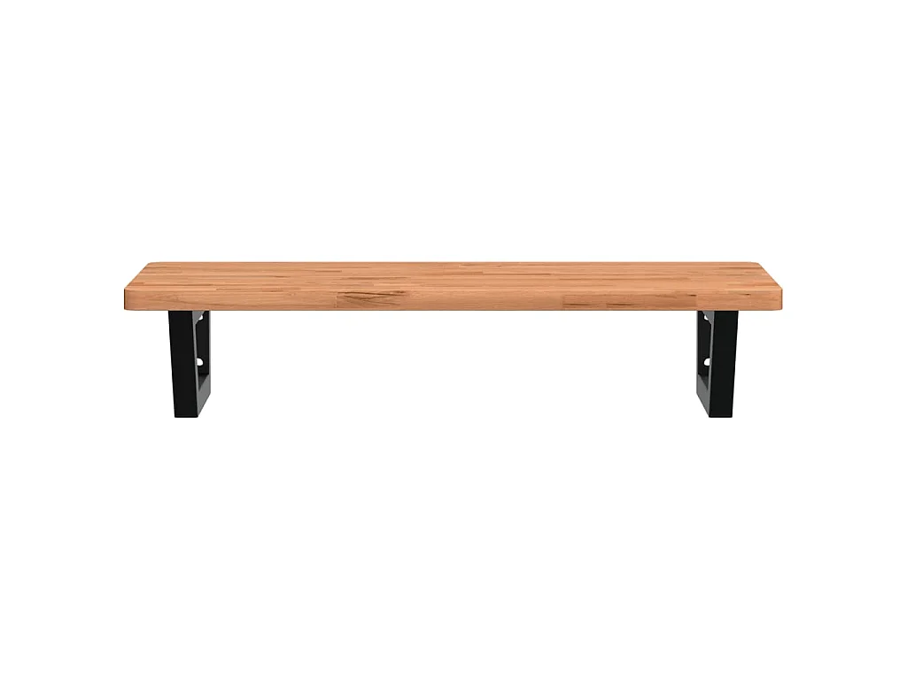Waschbeckenregal Wandmontage Stahl und Massivholz Buche