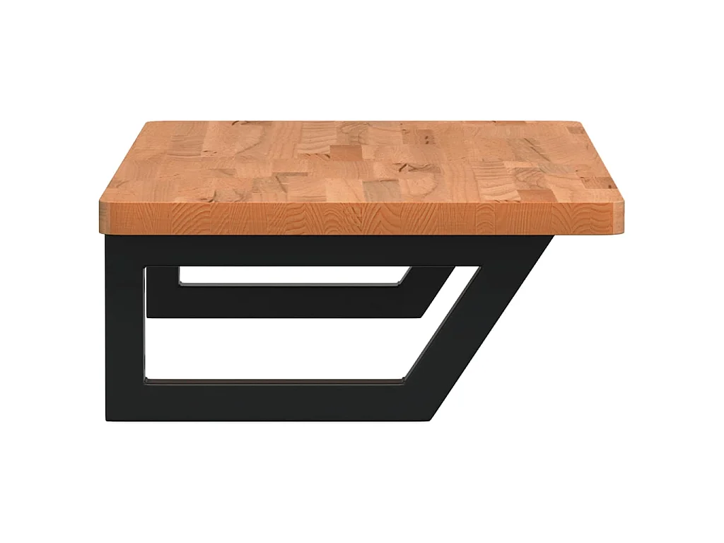 Waschbeckenregal Wandmontage Stahl und Massivholz Buche