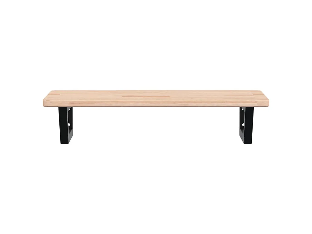 Estante de lavabo de pared de acero y madera maciza de roble