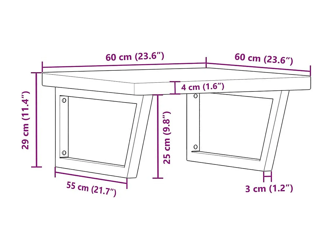 Waschtischplatte mit Halterung Stahl und Massivholz Eiche