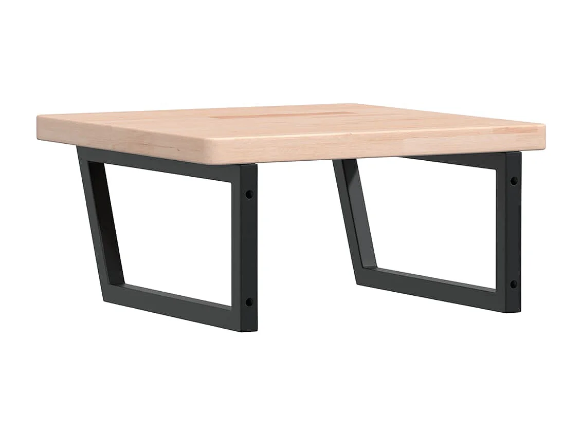 Waschtischplatte mit Halterung Stahl und Massivholz Eiche