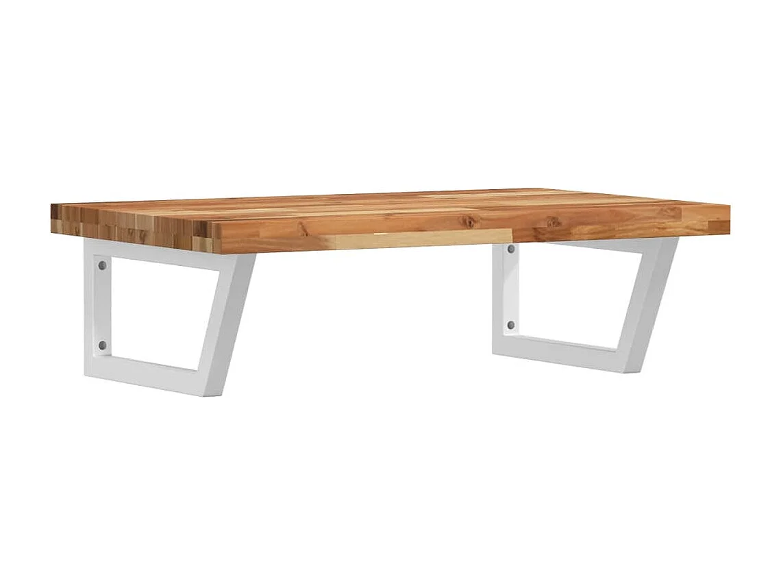 Estante de lavabo de pared acero y madera maciza de acacia