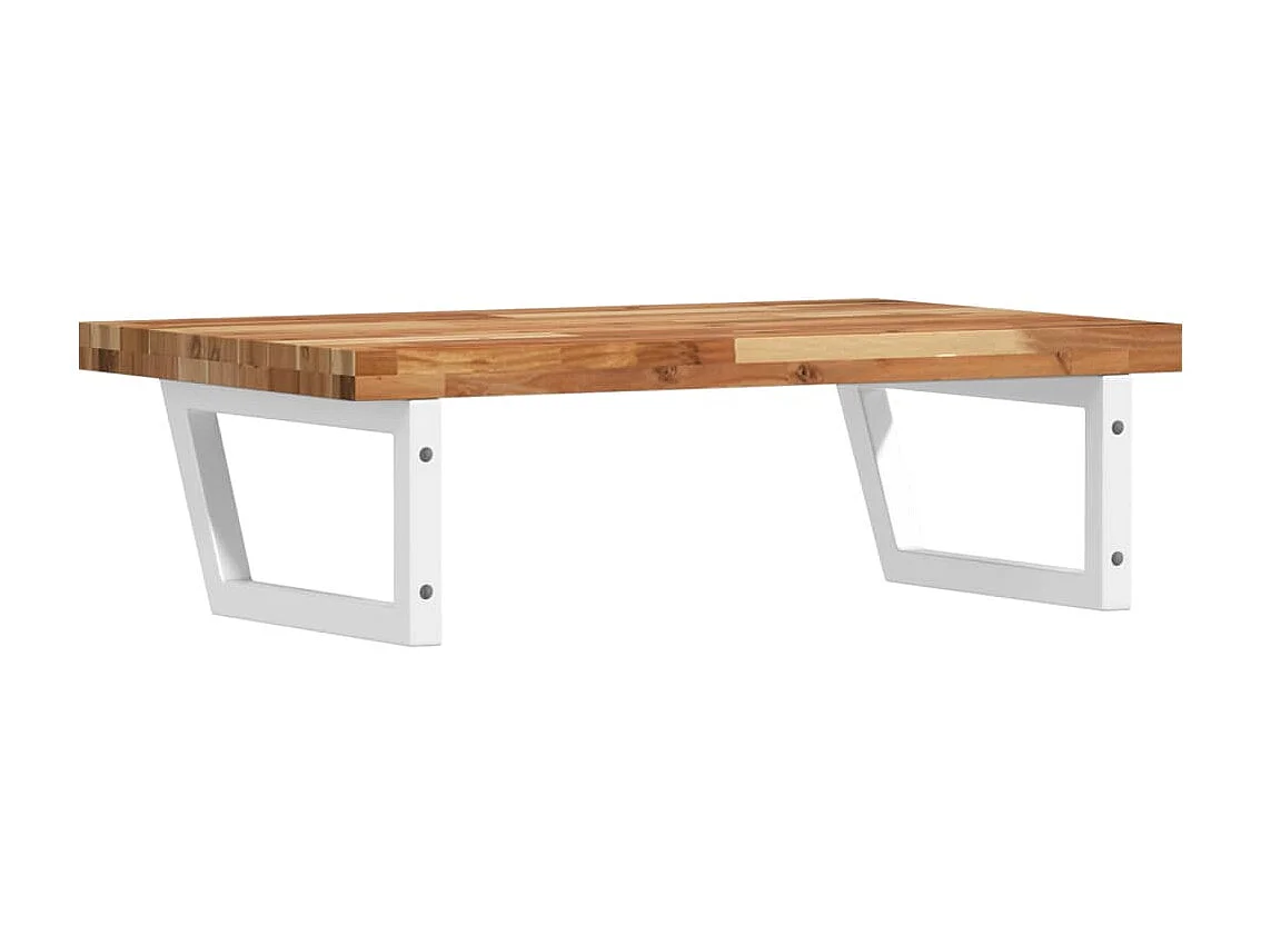 Estante de lavabo de pared acero y madera maciza de acacia