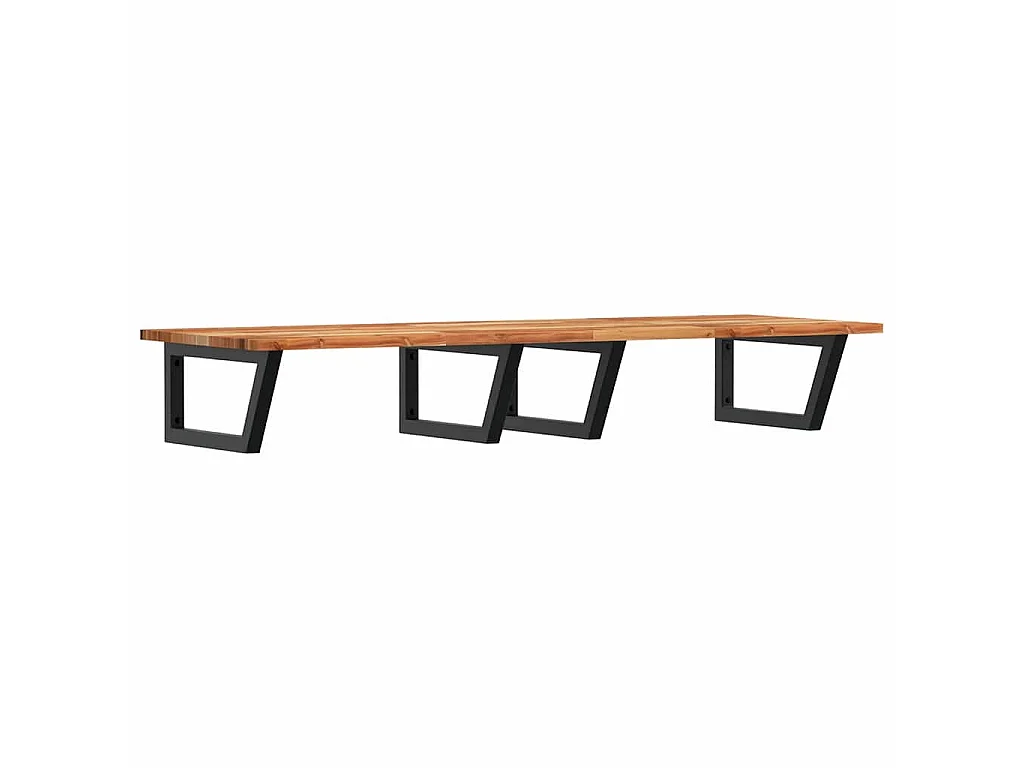 Estante de lavabo de pared acero y madera maciza de acacia