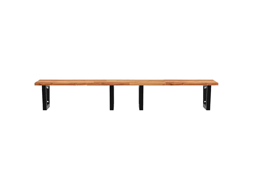 Estante de lavabo de pared acero y madera maciza de acacia
