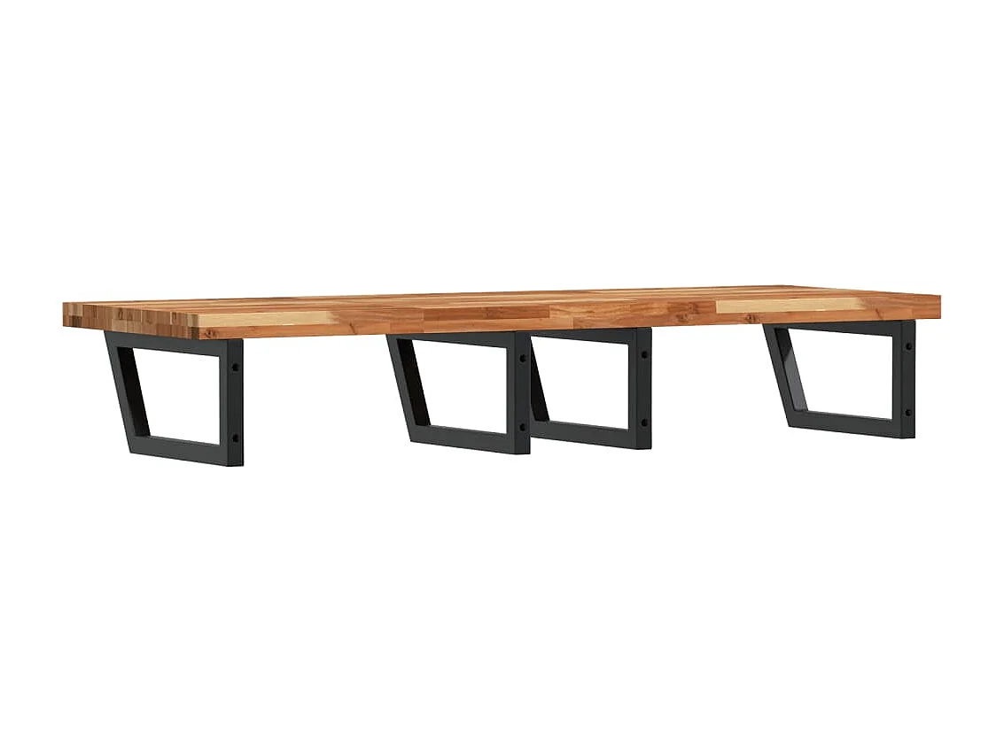 Estante de lavabo de pared acero y madera maciza de acacia