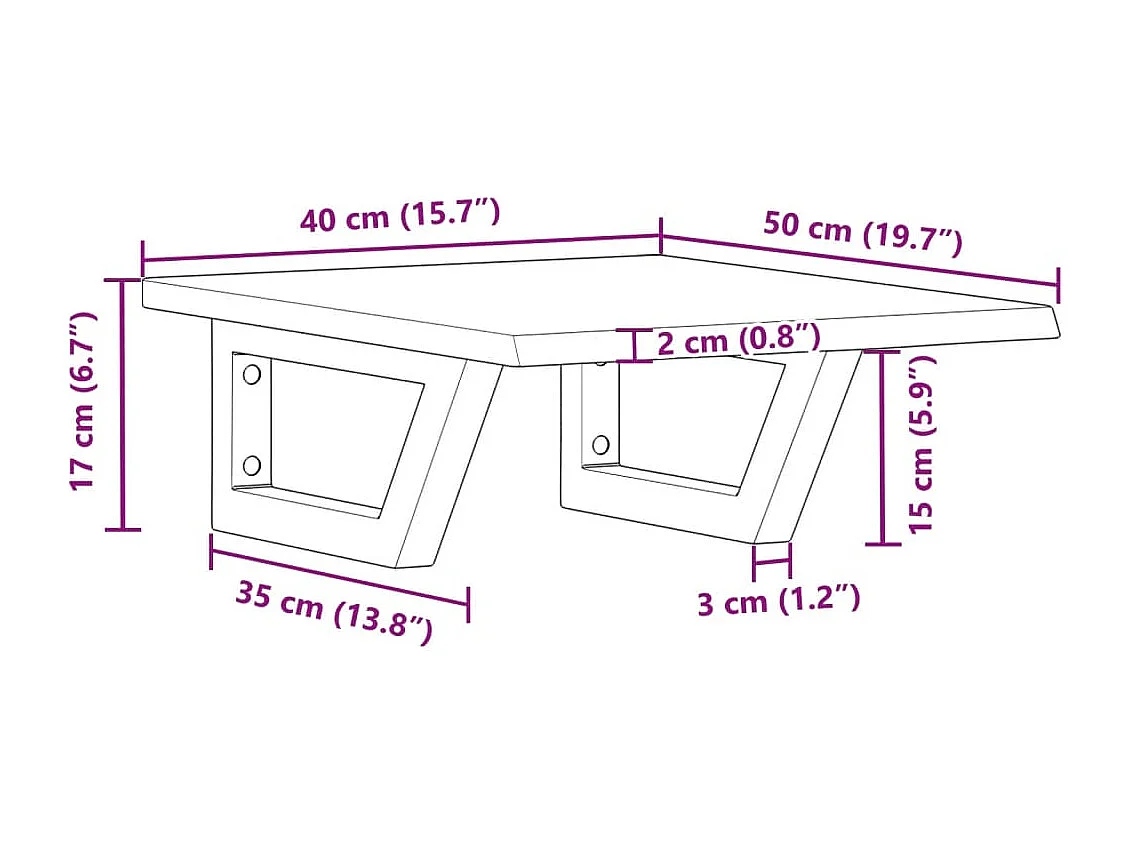 Étagère de vasque murale acier et bois de chêne massif