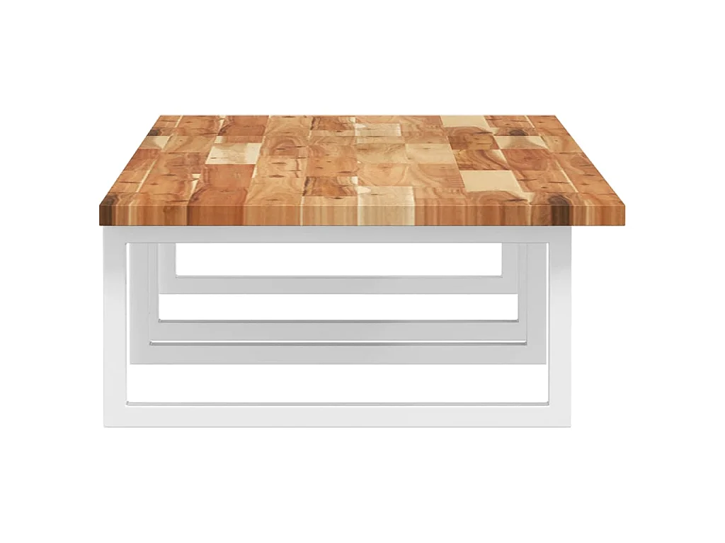 Estante de lavabo de pared acero y madera maciza de acacia