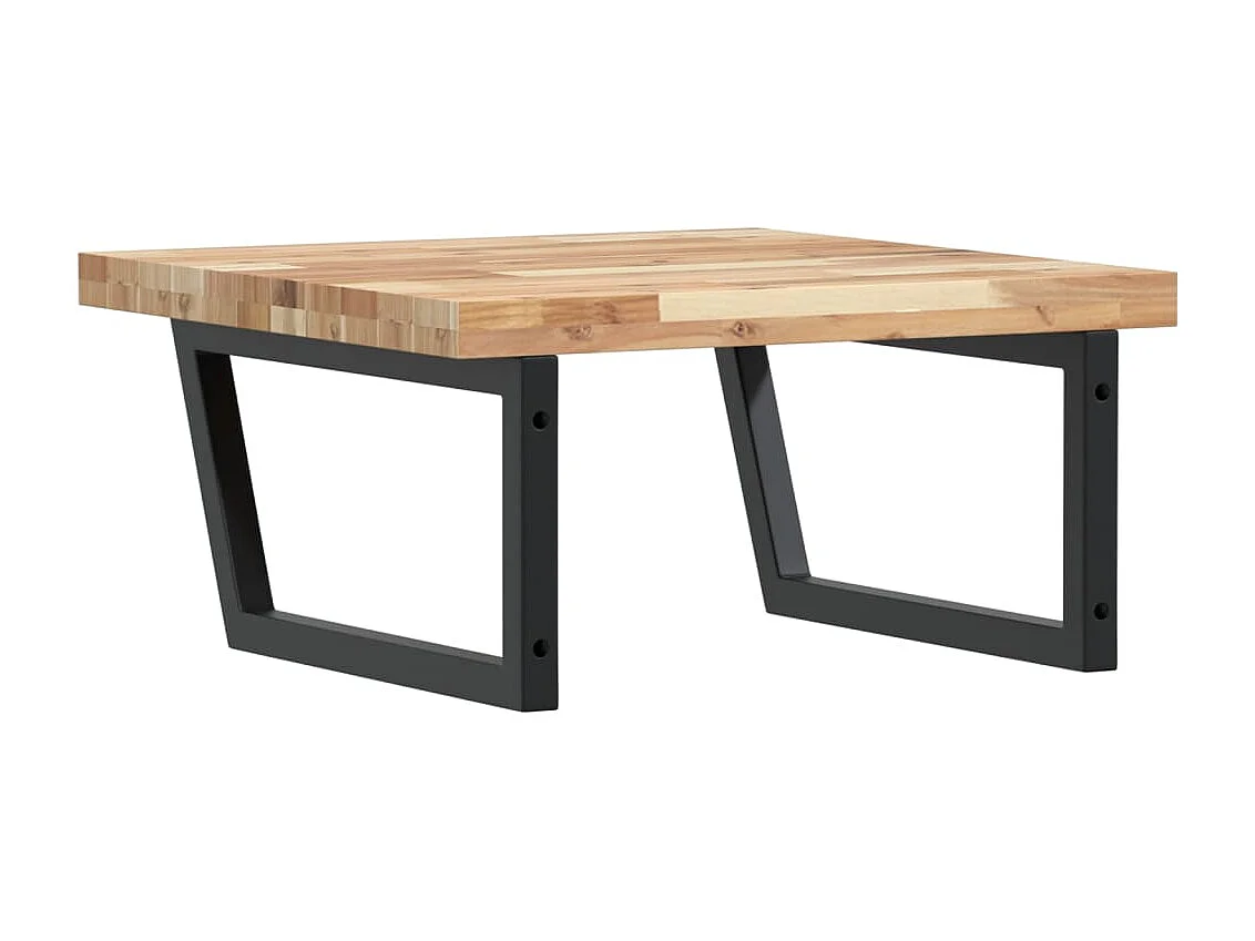 Étagère de vasque murale acier et bois massif d'acacia