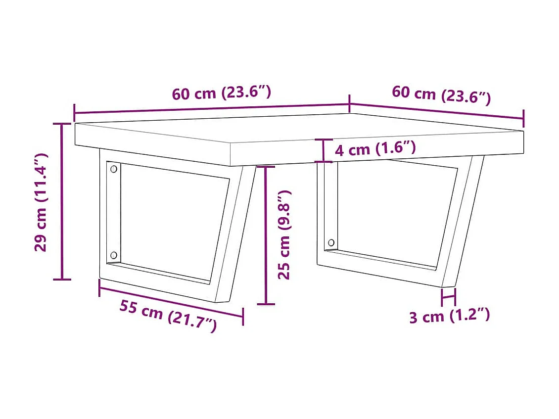 Waschbeckenregal Wandmontage Stahl und Akazienholz