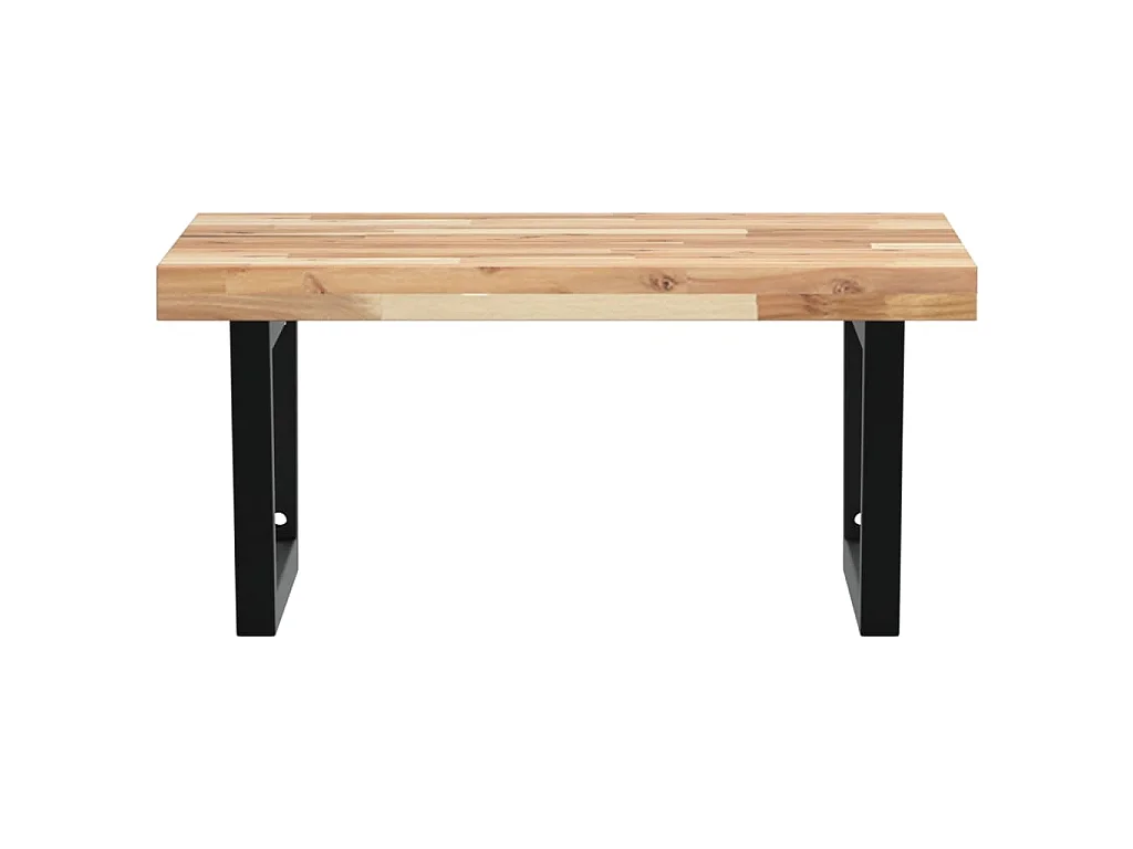Étagère de vasque murale acier et bois massif d'acacia