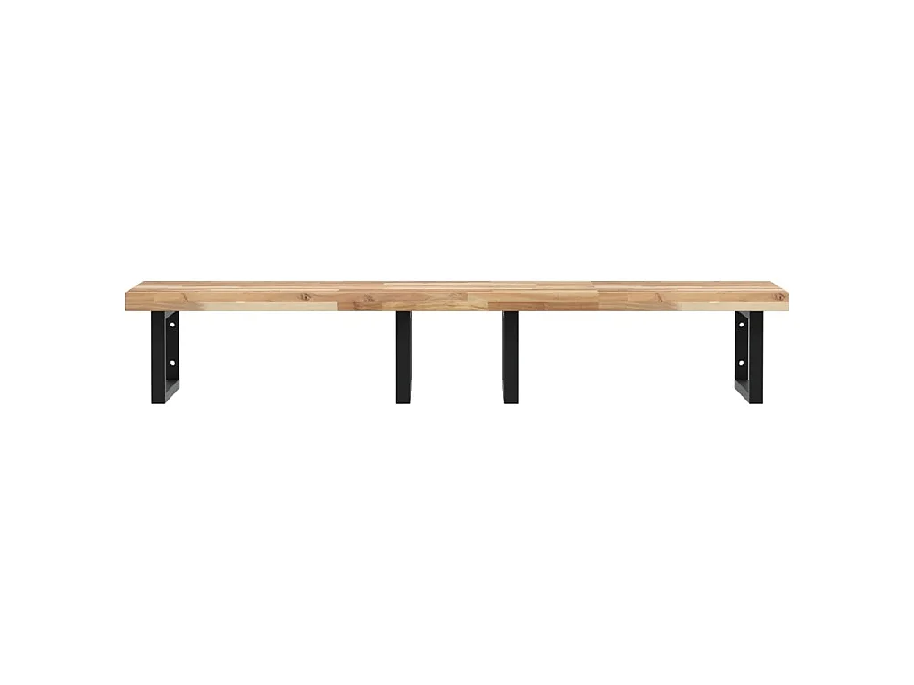 Waschbeckenregal Wandmontage Stahl und Akazienholz