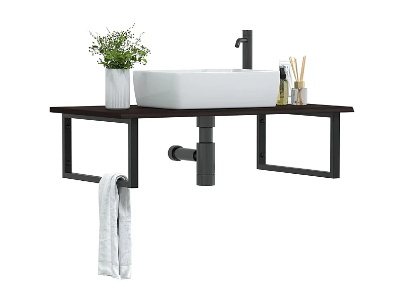 Badkamer wandschap staal en massief eikenhout