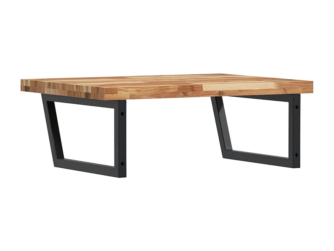 Étagère de vasque murale acier et bois massif d'acacia