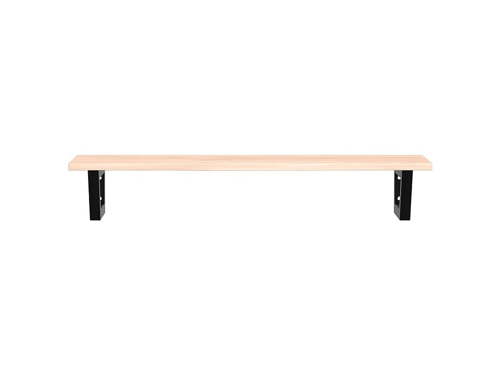 Estante de lavabo de pared de acero y madera maciza de roble