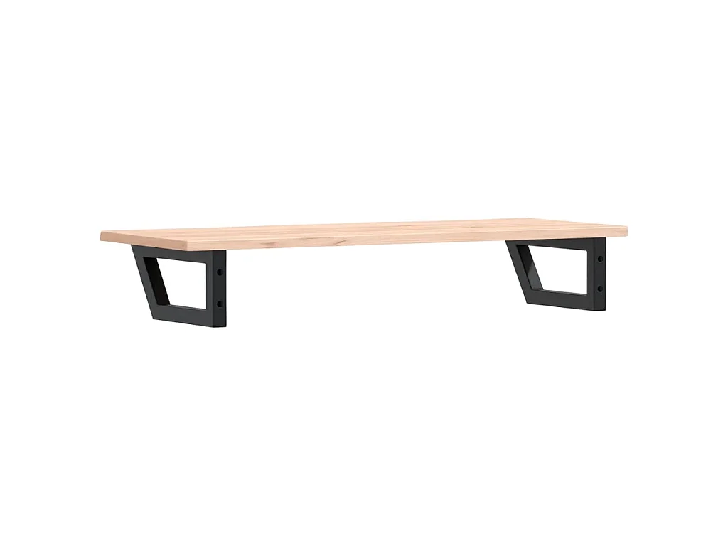 Estante de lavabo de pared de acero y madera maciza de roble