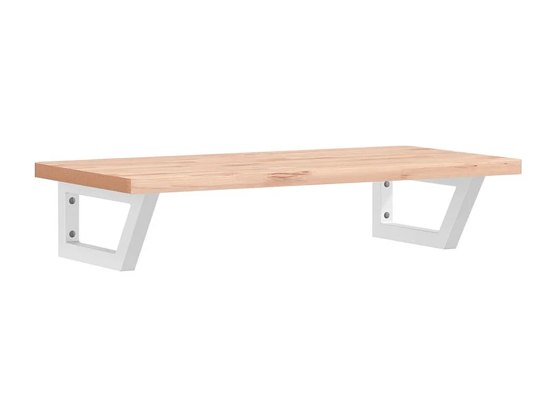 Waschbeckenregal Wandmontage Stahl und Massivholz Buche