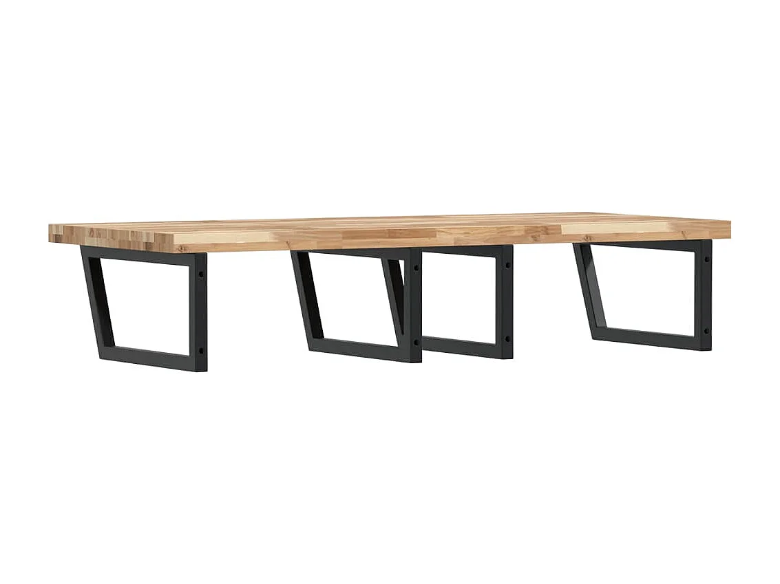 Étagère de vasque murale acier et bois massif d'acacia