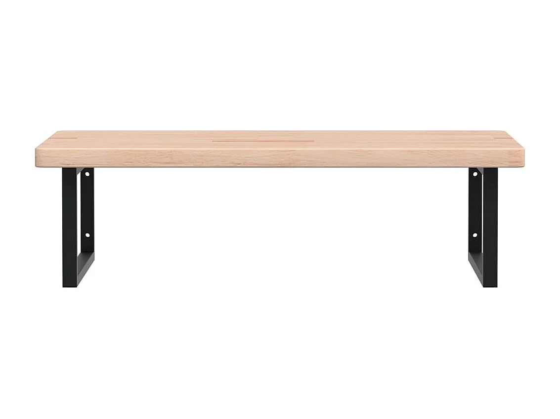 Estante de lavabo de pared de acero y madera maciza de roble
