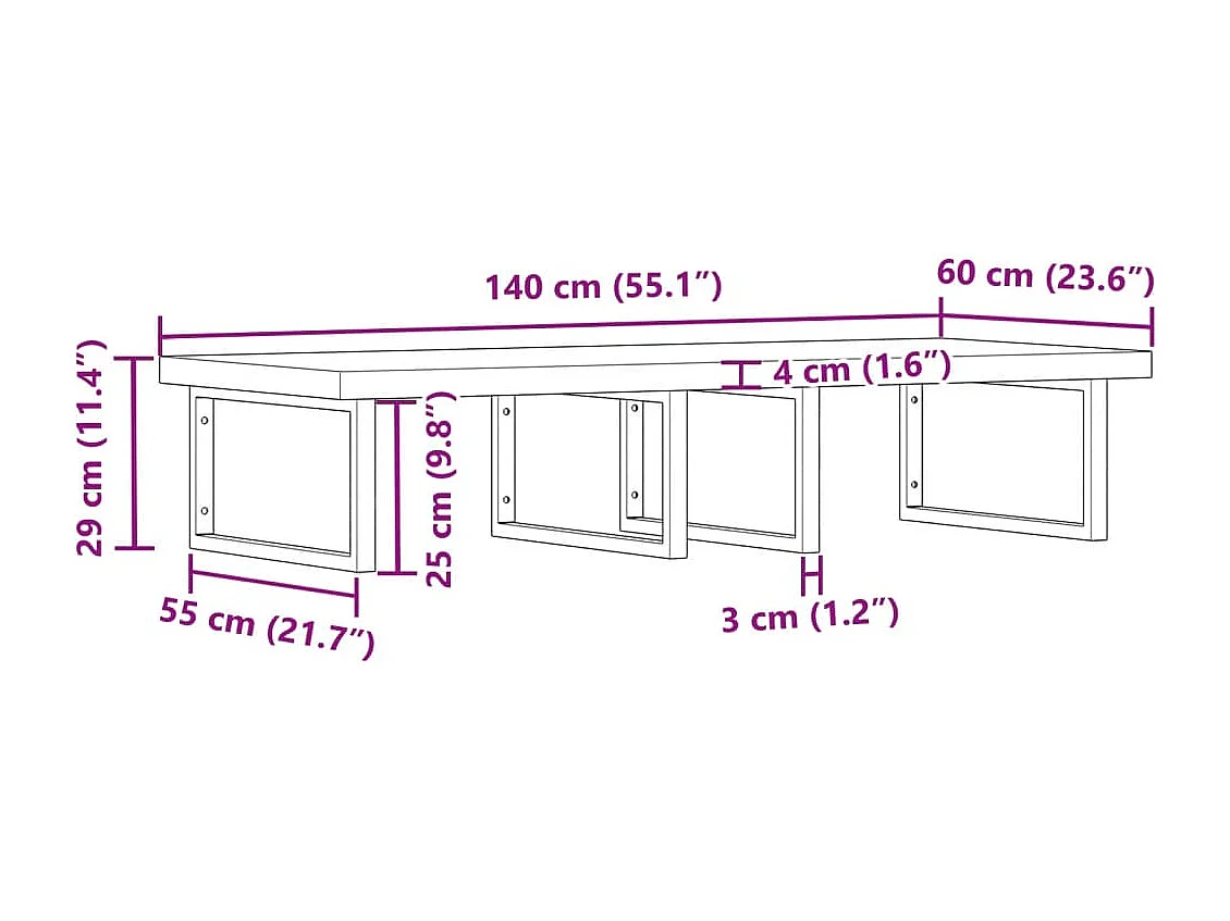 Badkamer wandschap staal en massief acaciahout