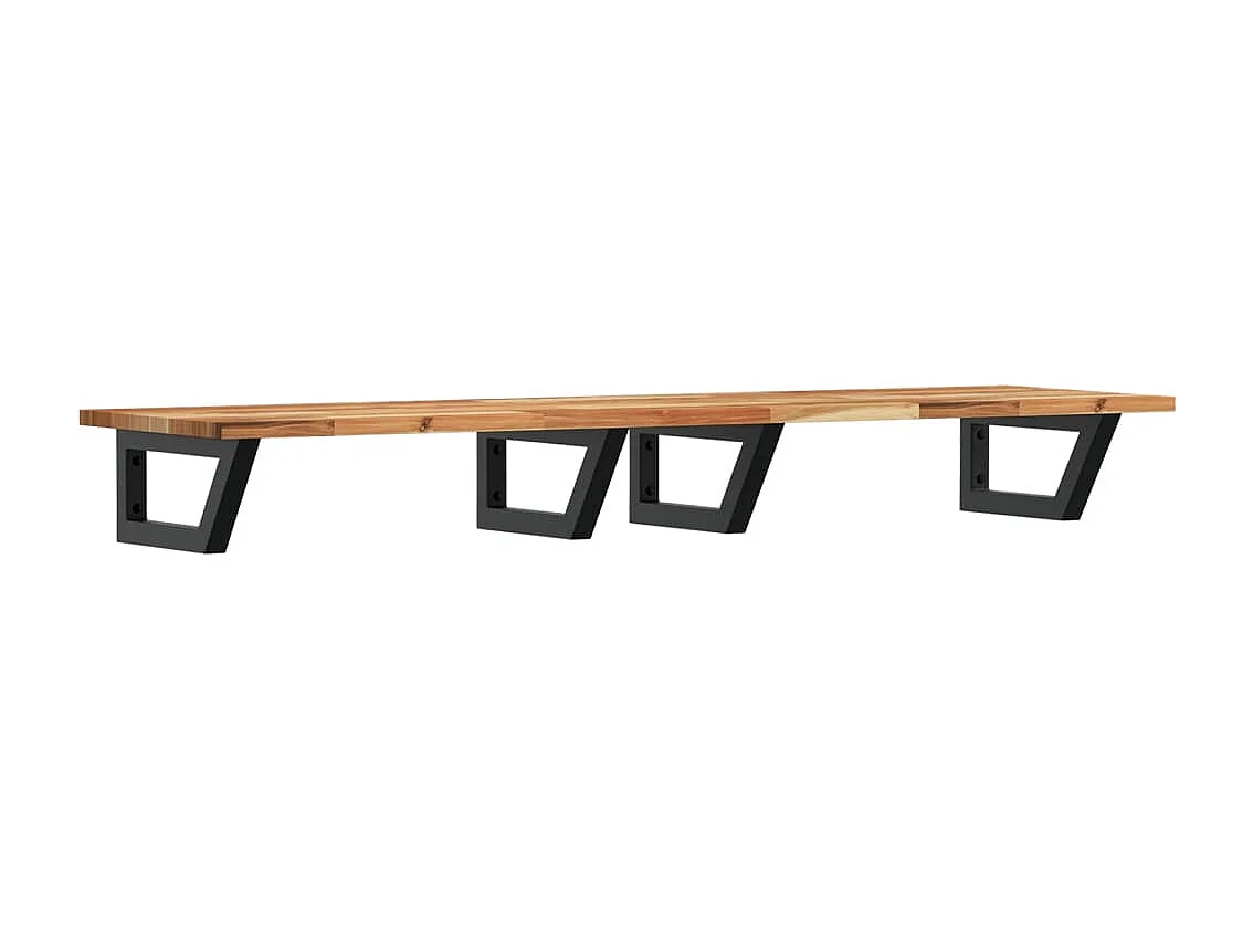 Estante de lavabo de pared acero y madera maciza de acacia