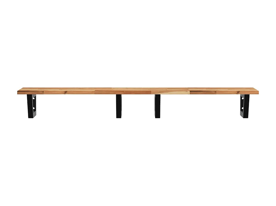 Estante de lavabo de pared acero y madera maciza de acacia