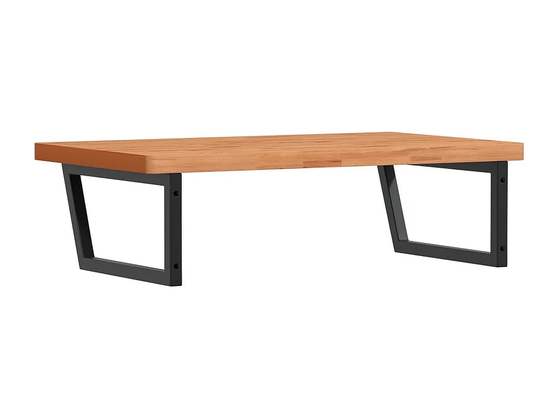 Ripiano a Parete per Lavabo in Acciaio e Massello di Faggio