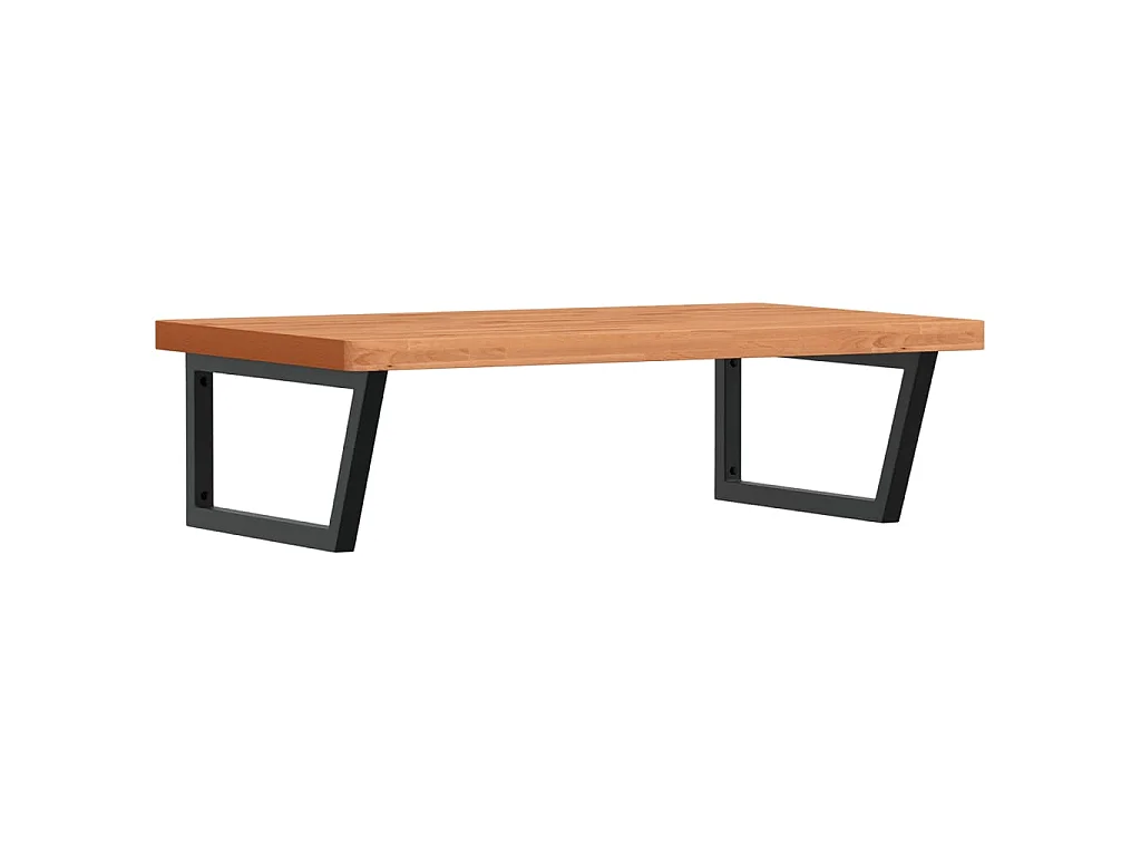 Waschbeckenregal Wandmontage Stahl und Massivholz Buche