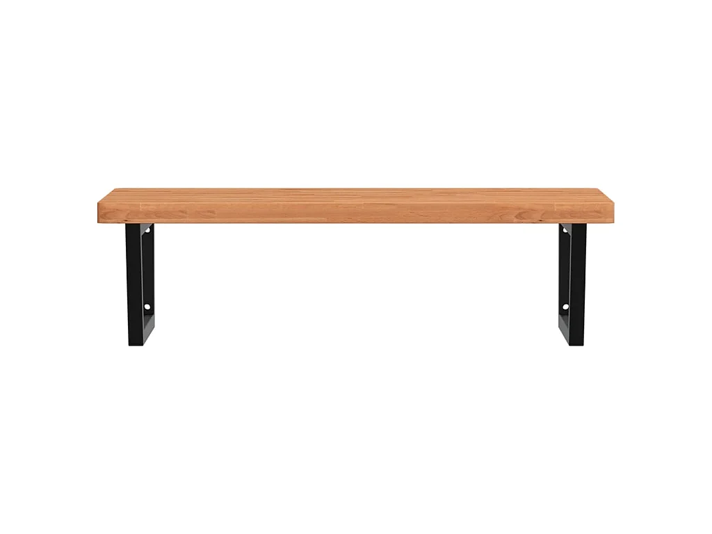 Waschbeckenregal Wandmontage Stahl und Massivholz Buche